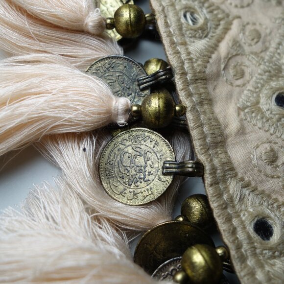 Miss June Paris Embroidered Bohemian Fringe Belt w/ Coin & Leather Accents, Sz 2 main image 6